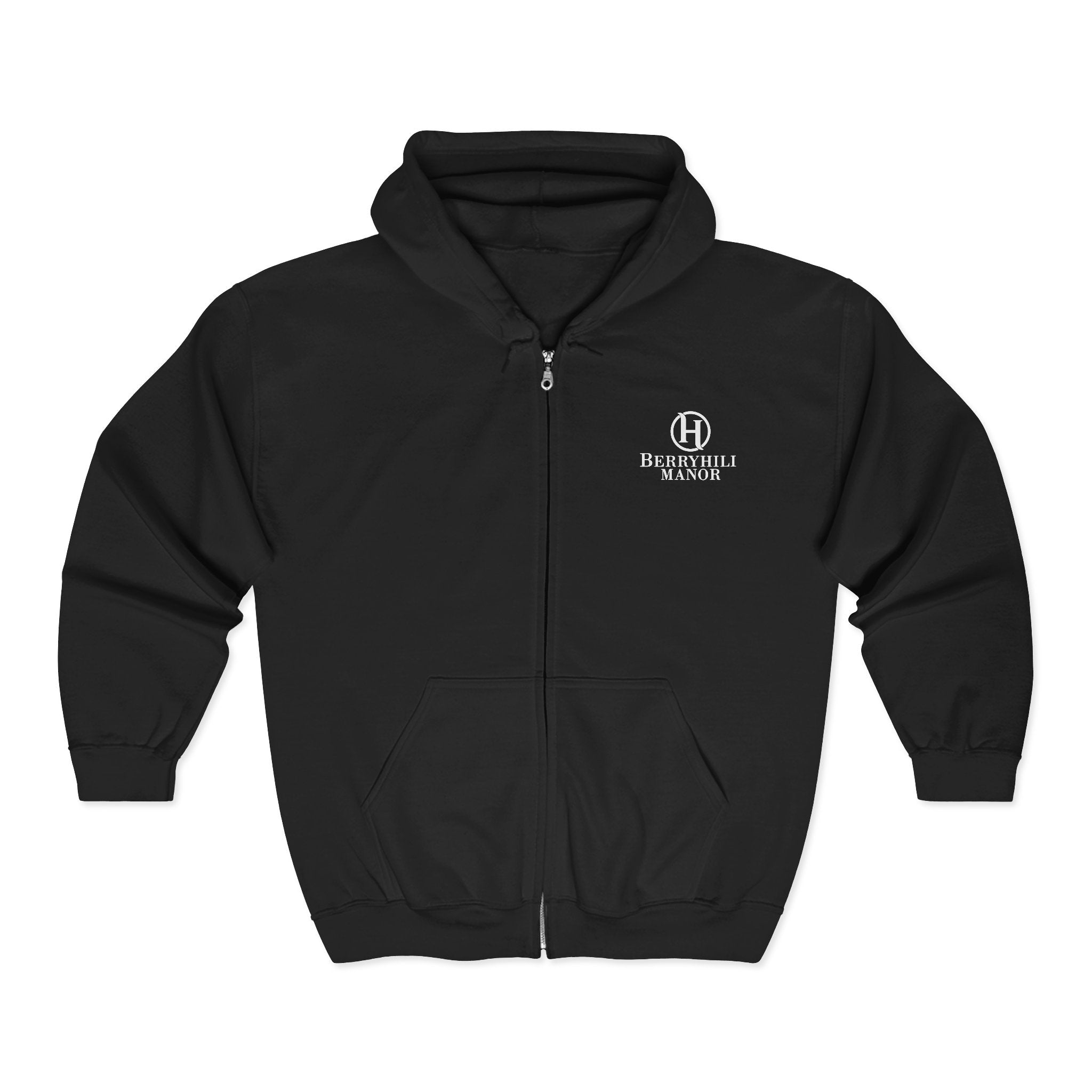 Berryhill Manor Logo — Men’s Black Full-Zip Sweatshirt